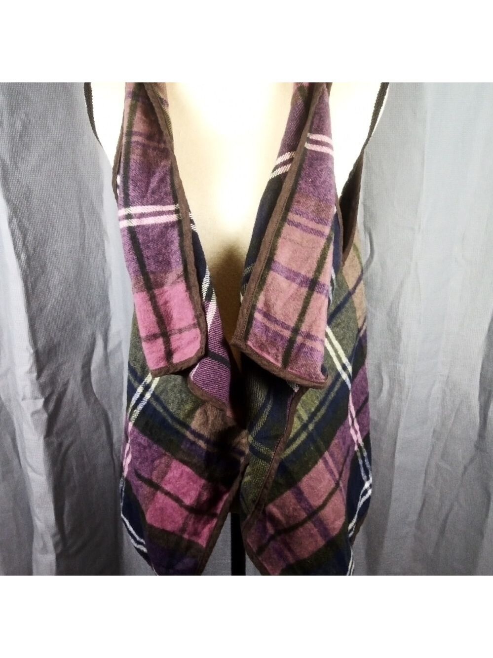 Natural Reflections Vest, Multicolored Plaid, Size L